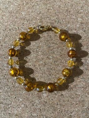 Golden Amber Beaded Bracelet - Women's Jewelry